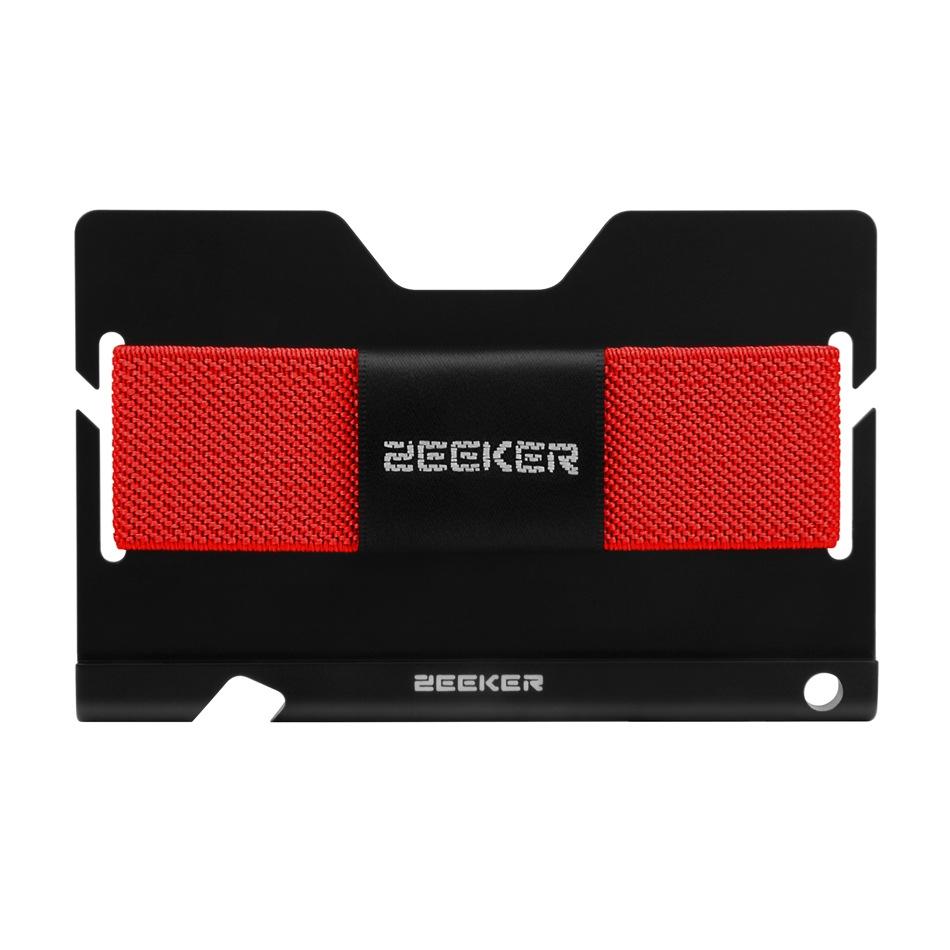 V562-A1014477850DBT-202508290845-00 Multi Function Aluminum Card Holder For Men & Women Elastic Band Wallet - Red - Image 1