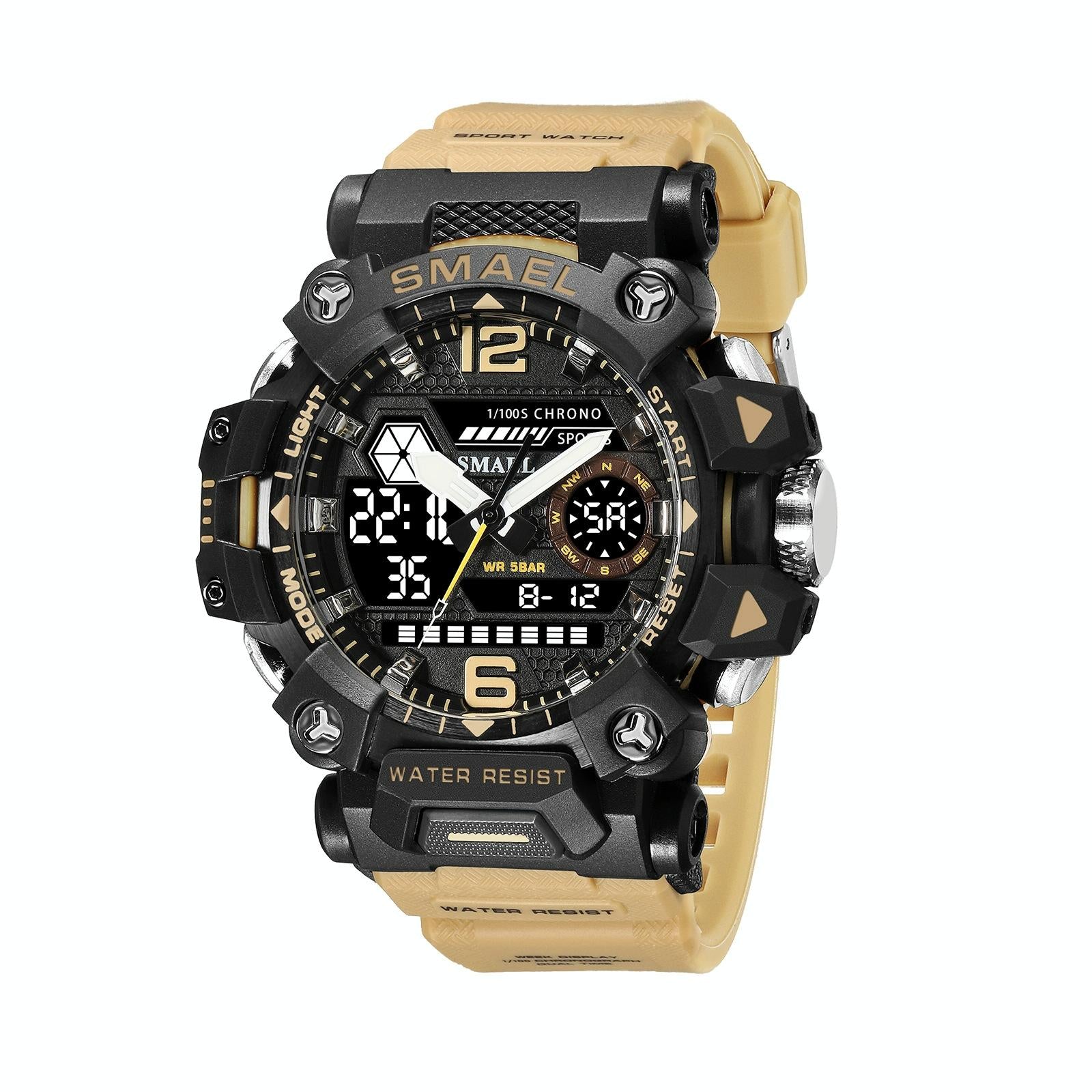 V562-A1016433060DBT-202508281926-00 Waterproof Dual Display Outdoor Watch - Multifunctional Alloy for Men - Beige - Image 1