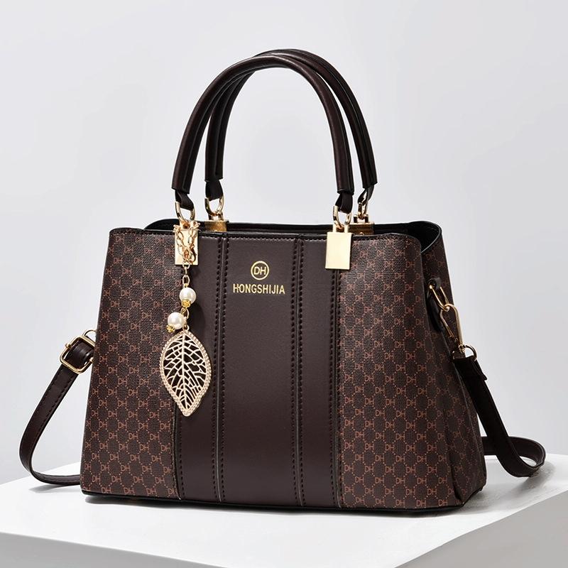 V562-A1029164060DBT-202508280845-00 Large Capacity Summer Lady Handbag - Colourblock Shoulder / Crossbody - Coffee - Image 1