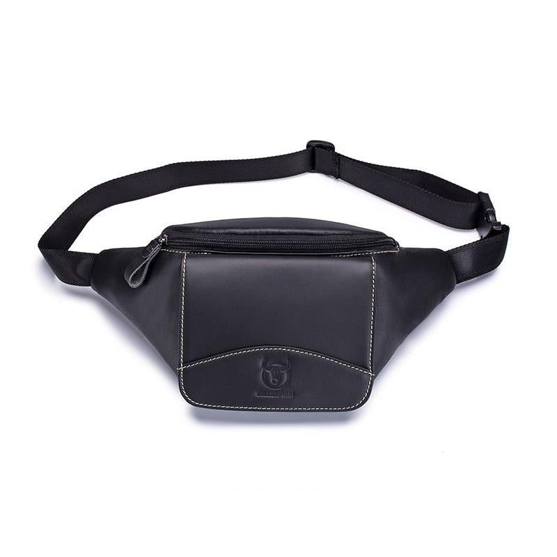V562-A1031722060DBT-202508291007-00 Large Capacity Cowhide Waist Bag For Men - Black - Image 1