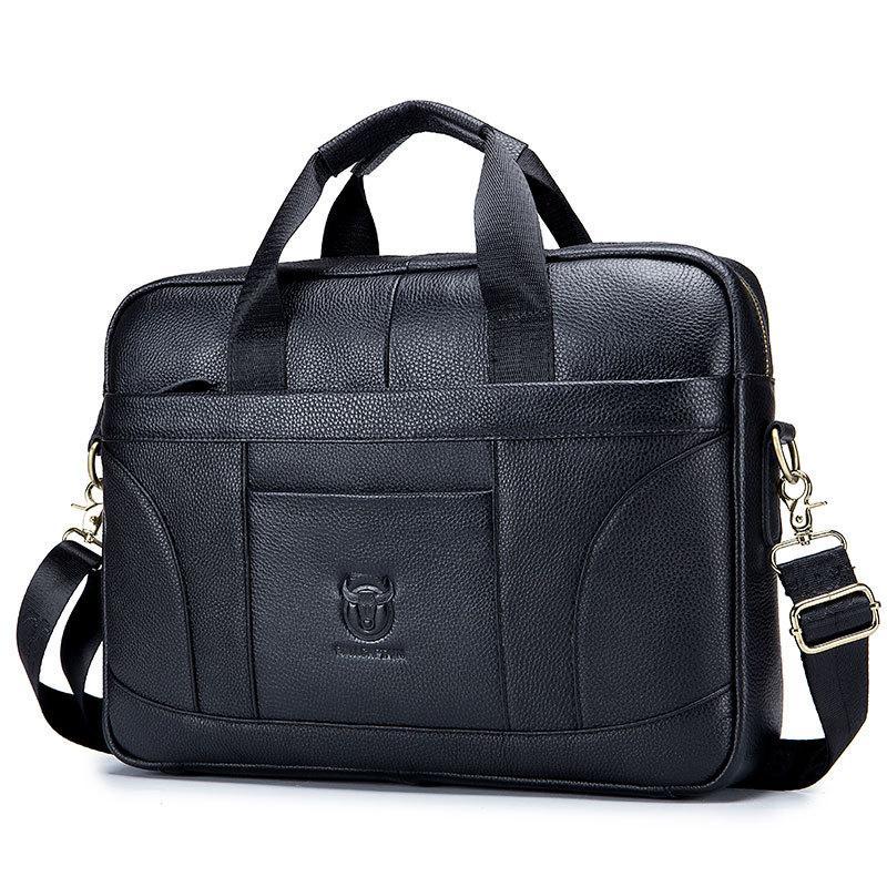 V562-A1033485060DBT-202508291016-00 Large Capacity Retro Cowhide Briefcase - Black - Image 1