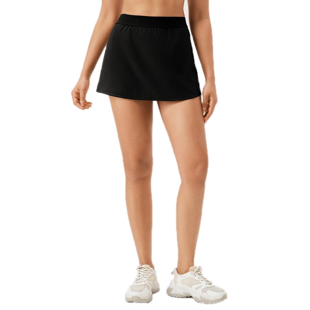 V562-A1040705060DBT-202508290446-00 Quick Drying Women Yoga Skirt Pants Breathable & Fake Two Piece Size L - Black - S - Image 1