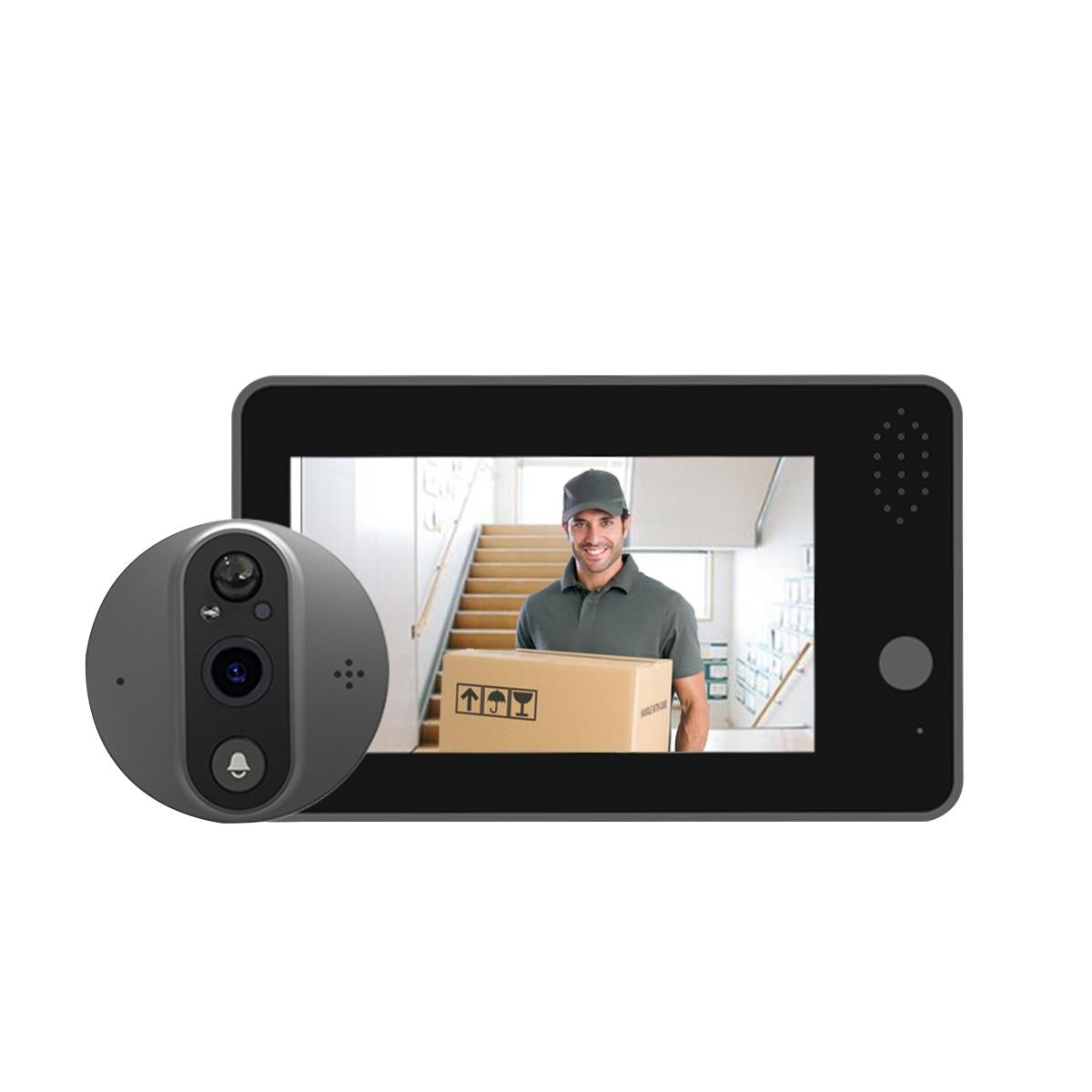 V562-A105549500ADE-202508271654-00 Smart Wifi Door Viewer With Wide-Angle Pir & Night Vision - 1080P 4.3 Inch Dingdong Photo White - Image 1