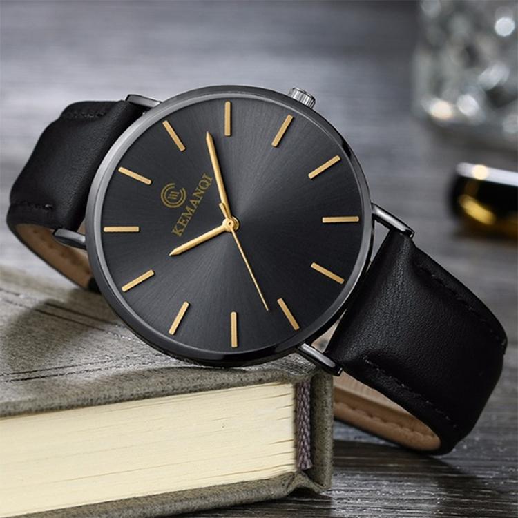 V562-A106011350DBT-202508280830-00 Men Waterproof Steel Mesh Quartz Watch - Ultra-thin - Ultra-Thin Black Shell Black Dial Black Band - Image 1