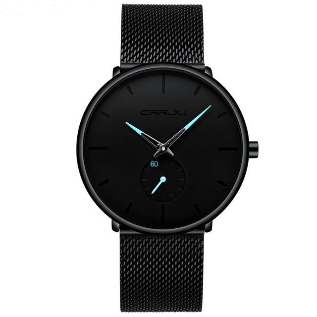 V562-A106521350DBT-202508282254-00 Men Waterproof Quartz Watch with Small Seconds and Mesh Band - Blue Pointer - Image 1