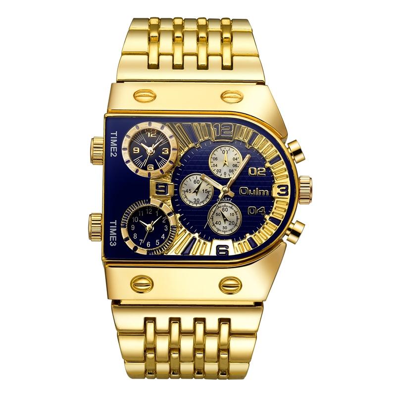 V562-A1066923060DBT-202508281820-00 Large Dial Multi Time Zone Men Quartz Watch with Luminous Steel Strap - Blue - Image 1