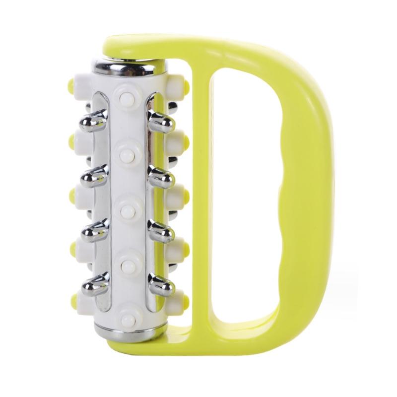 V562-A1073824060DBT-202508292225-00 Curved Handheld Roller Massager 5 Rows Soothing Relief - Yellow - Image 1