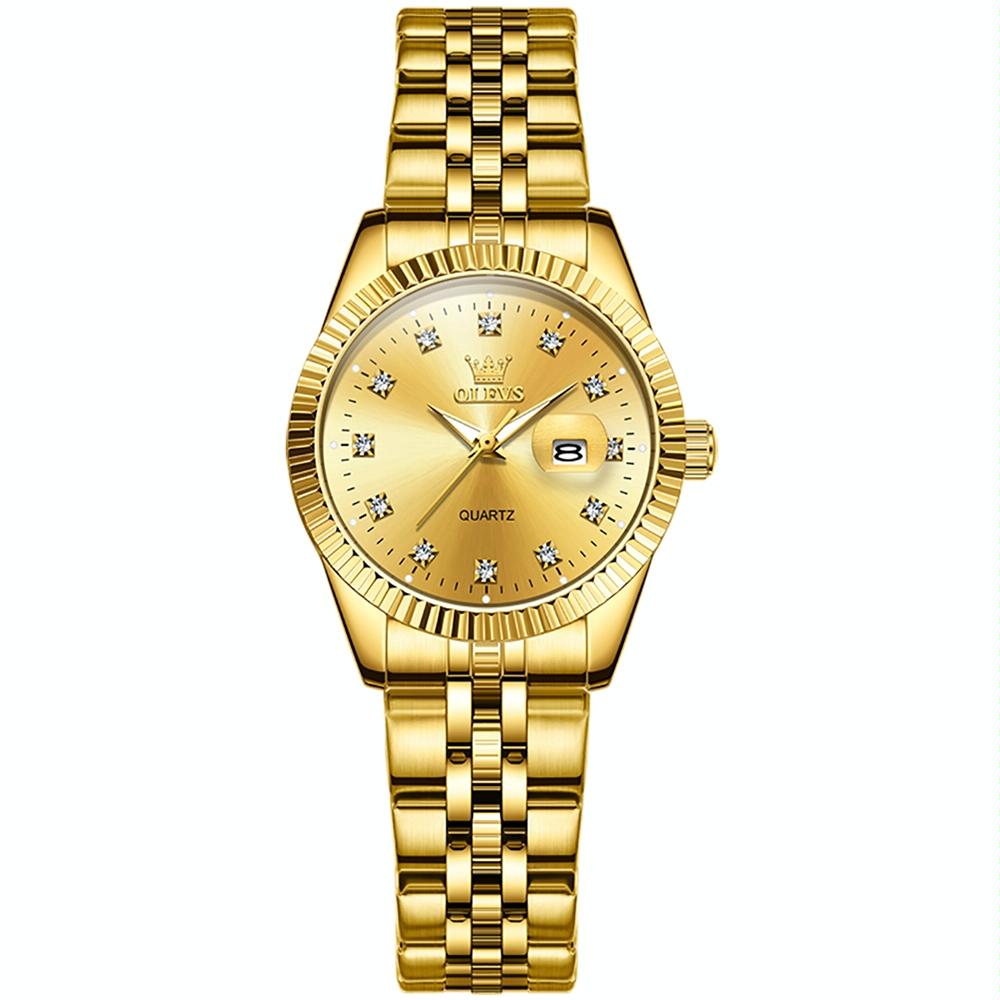 V562-A107737400ADE-202508282026-00 Women Luminous Diamond Quartz Watch - Waterproof - Gold - Image 1