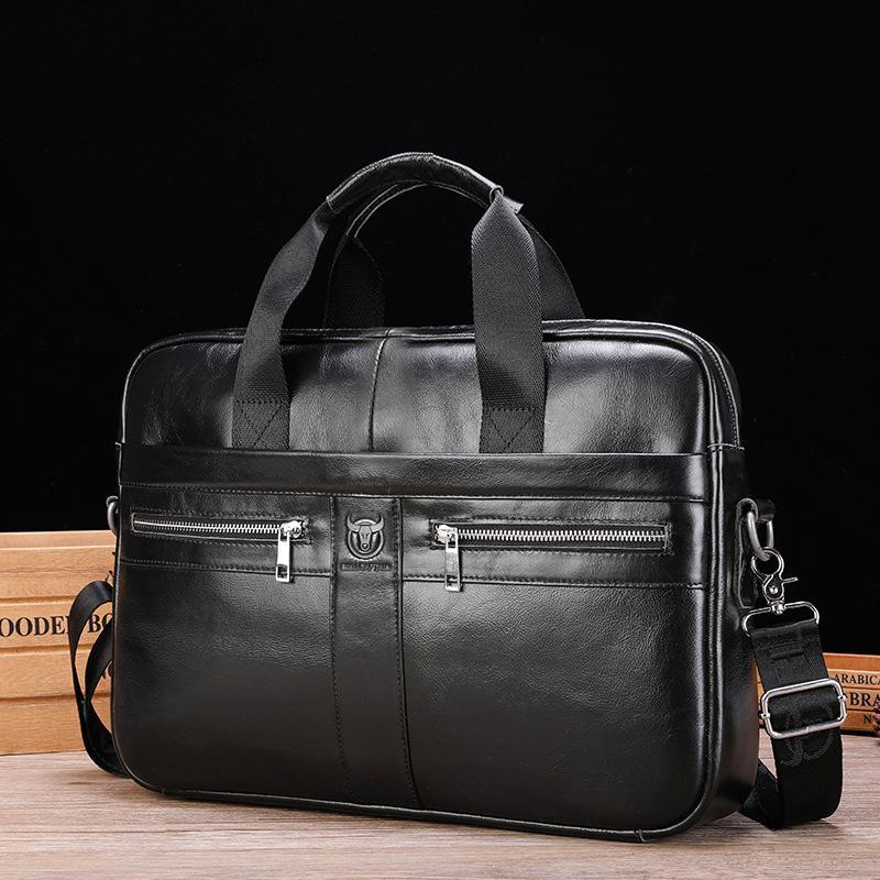 V562-A1077485060DBT-202508291011-00 Large Capacity Retro Cowhide Briefcase - Black - Image 1