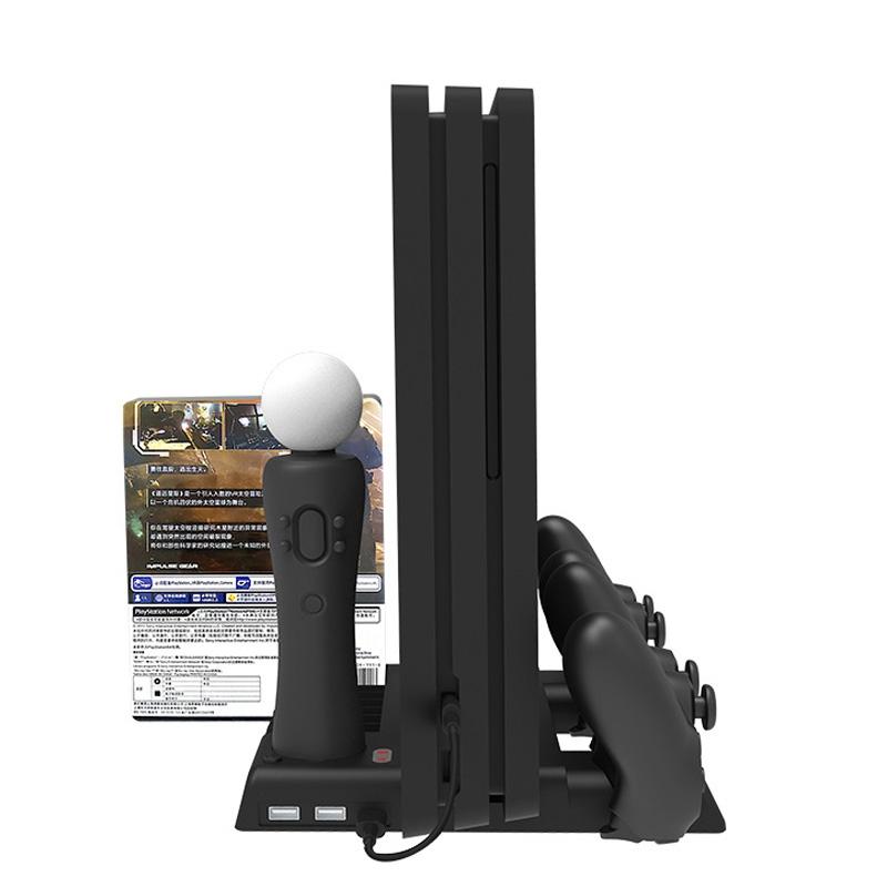 V562-A1079614060DBT-202508271410-00 Multi-Function Dual-Seat Cooling Base For Ps4 / Ps4 Pro / Ps4 Slim With Charging And Storage - Black - Image 1
