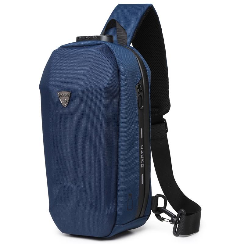 V562-A1089011350DBT-202508282245-00 Waterproof Men Chest Bag Usb Charging Port Anti Theft Oxford Cloth Messenger Bag - Navy Blue - Image 1