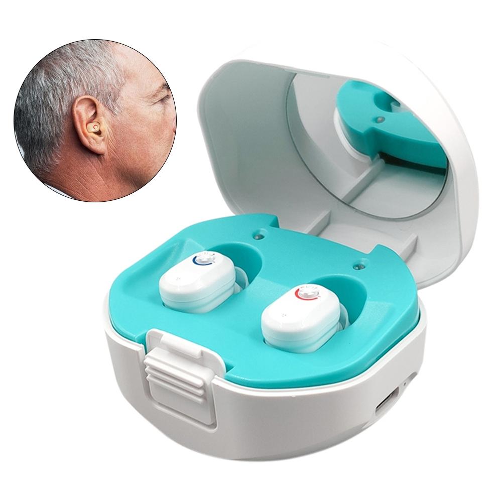 V562-A1090122060DBT-202508290303-00 Wireless On Ear Hearing Aid With Charging Case - White - Image 1
