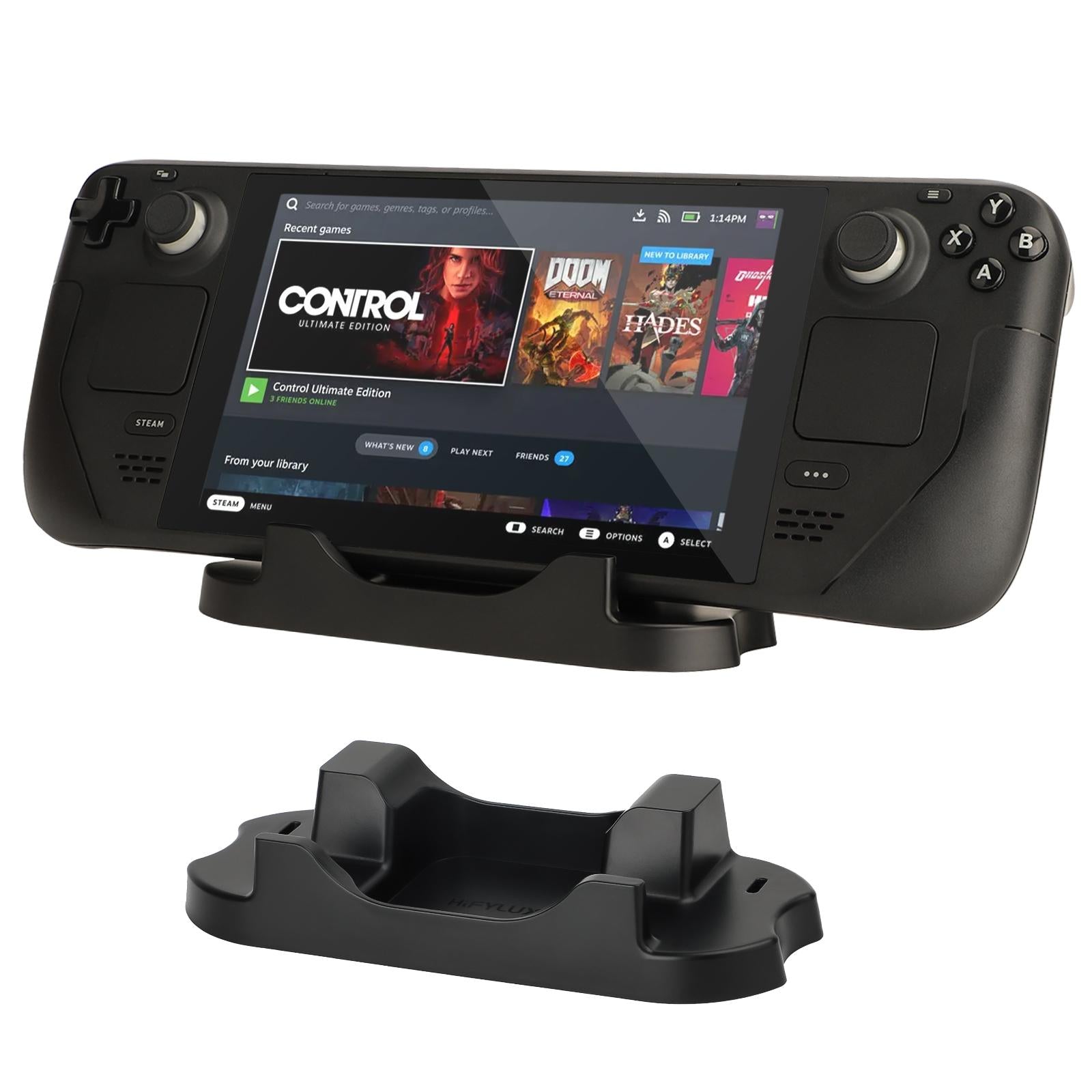 V562-A1099353060DBT-202508271625-00 Steam Deck Console Base with Mobile Phone Bracket - Black - Image 1