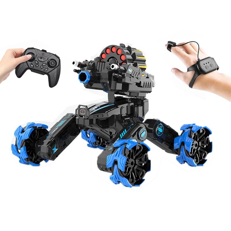 V562-A300698300ADE-202508281735-00 Remote Control Car - Dual Control Soft Bomb - Four-wheel Battle Blooming Tire Spray - Blue - Image 1