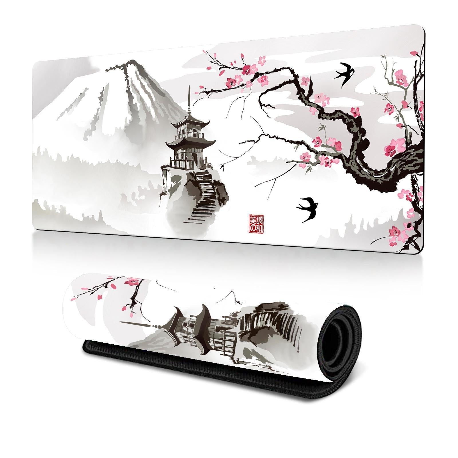 V562-A4037265060DBT-202508291616-00 Cherry Blossom Ink Painting Mouse Pad Non Slip - Pattern 1 - 400X900X2Mm - Image 1