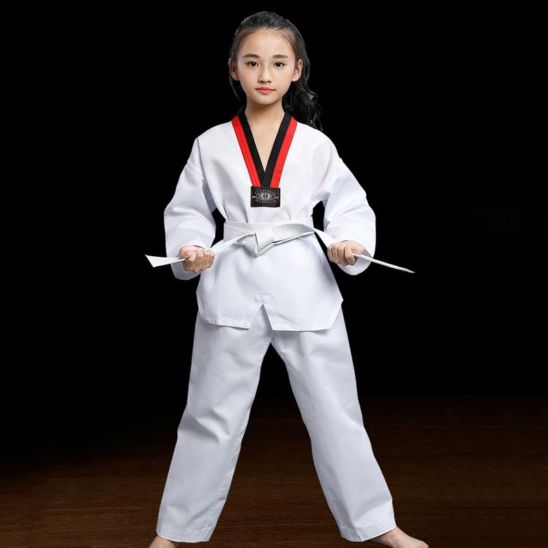 V562-A5081134060DBT-202508290507-00 Taekwondo Training Uniform Child & Adult Cotton Clothing Size 130 - Striped Long Sleeves - 170 - Image 1
