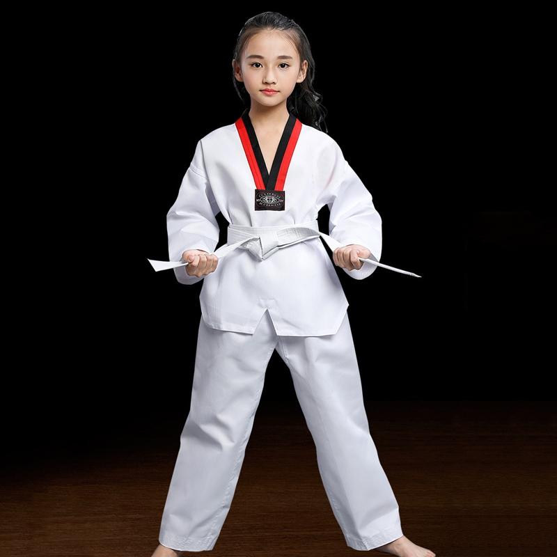V562-A6081134060DBT-202508290510-00 Taekwondo Training Uniform Child & Adult Cotton Clothing Size 130 - Striped Long Sleeves - 180 - Image 1