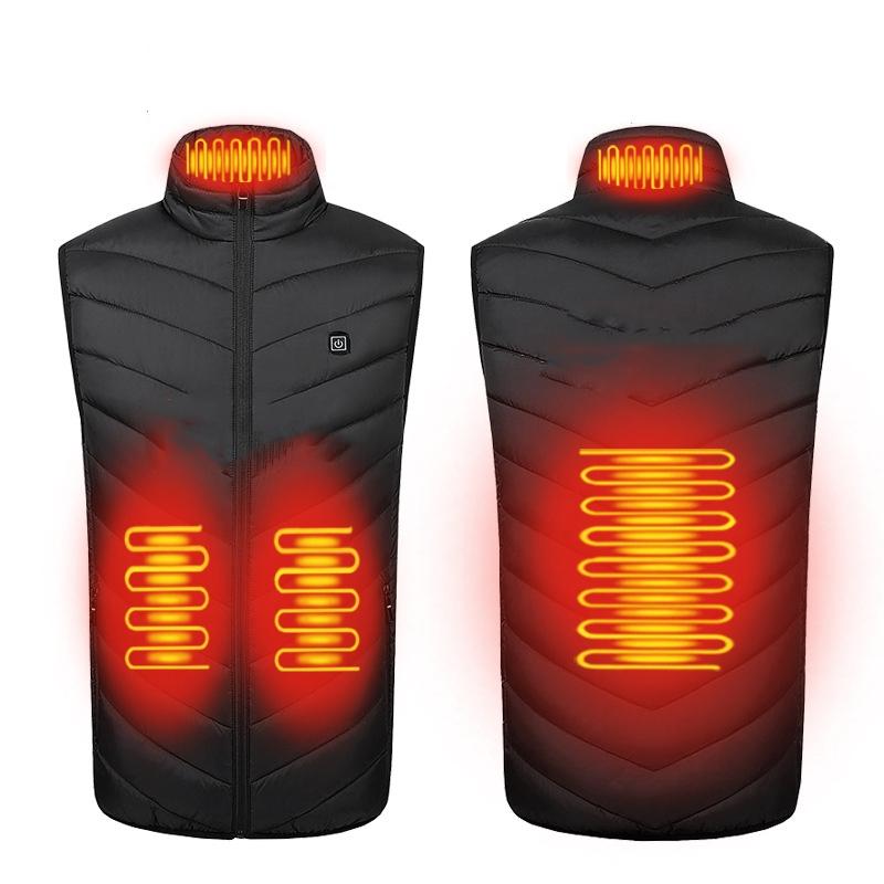 4 Area Single Control Usb Electric Heating Undershirt Intelligent Warm Vest - Black - Xxxxxl