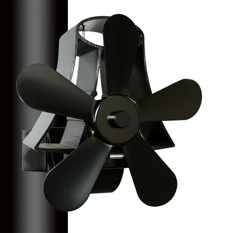 V562-B0300FE-202508290131-00 High Temp 5-blade Heat Powered Stove Fan for Fireplaces - Black - Image 1