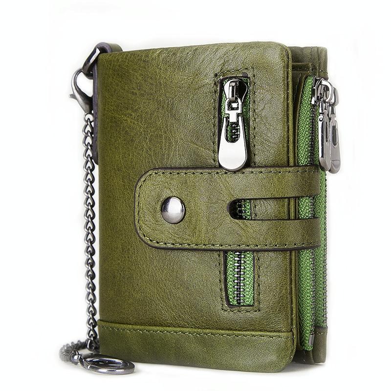 Men Rfid Leather Tri-fold Wallet - Secure & Stylish - Green