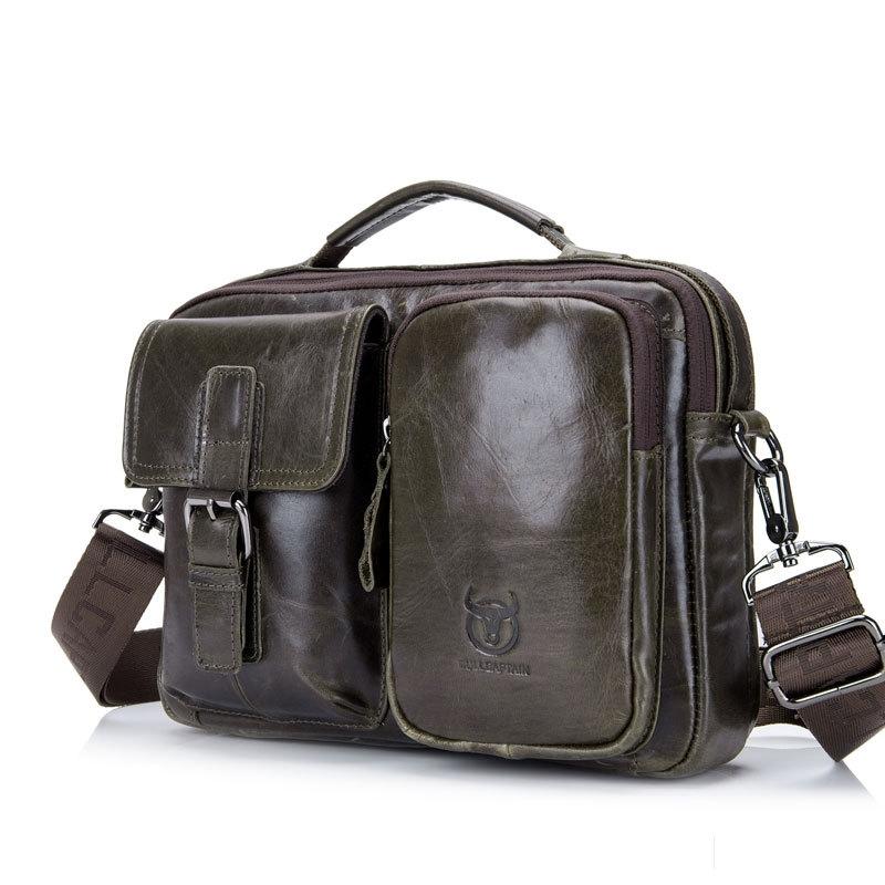 V562-B1009343850DBT-202508290621-00 Retro Leather Men Shoulder Bag - Iron Blue - Image 1