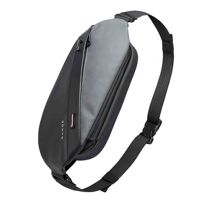 V562-B1013335650DBT-202508282310-00 Waterproof Men Business Chest Bag Functional Messenger Bag - Grey - Image 1