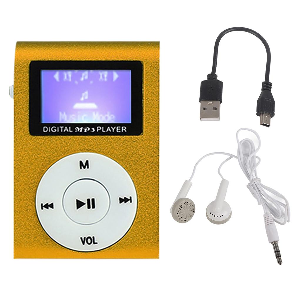 V562-B1020356750DBT-202508291116-00 Metal Mini Mp3 Player + Earphones & Cable - Gold - Image 1