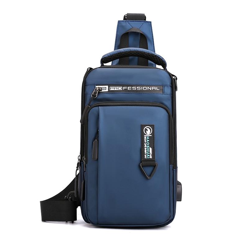 V562-B1023913060DBT-202508290135-00 Men Usb Chest Bag Casual Shoulder Bag With Charging Port - Dark Blue - Image 1