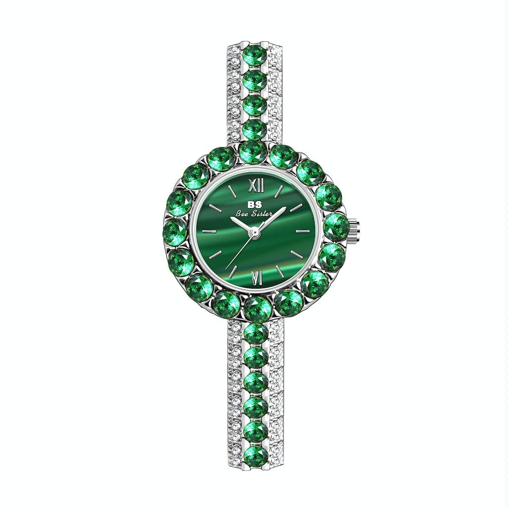 V562-B1046252060DBT-202508281546-00 Retro Malachite Texture Watch for Women - Small and Elegant - Silver - Image 1