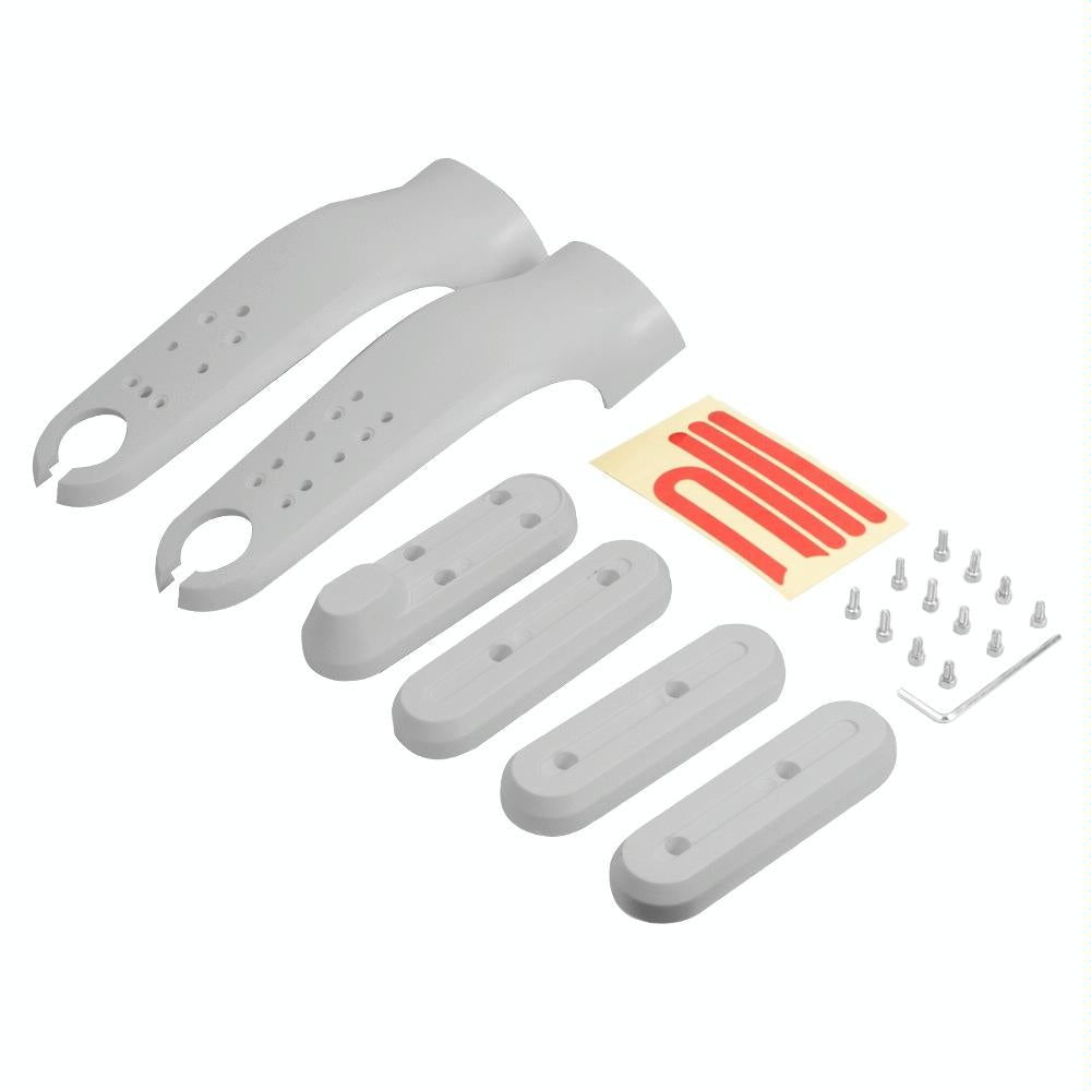 V562-B1069873060DBT-202508282126-00 Xiaomi M365 / Pro / 1s Skateboard Front Fork Protection Set with Reflecting Bar - White - Image 1