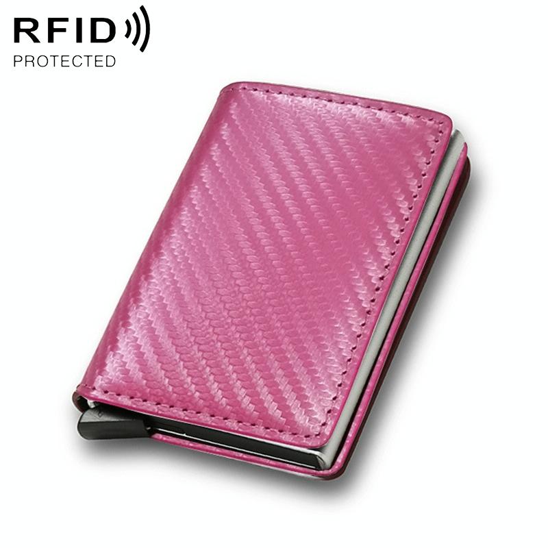 Carbon Fiber Rfid Wallet for Men - Pink Carbon Fiber