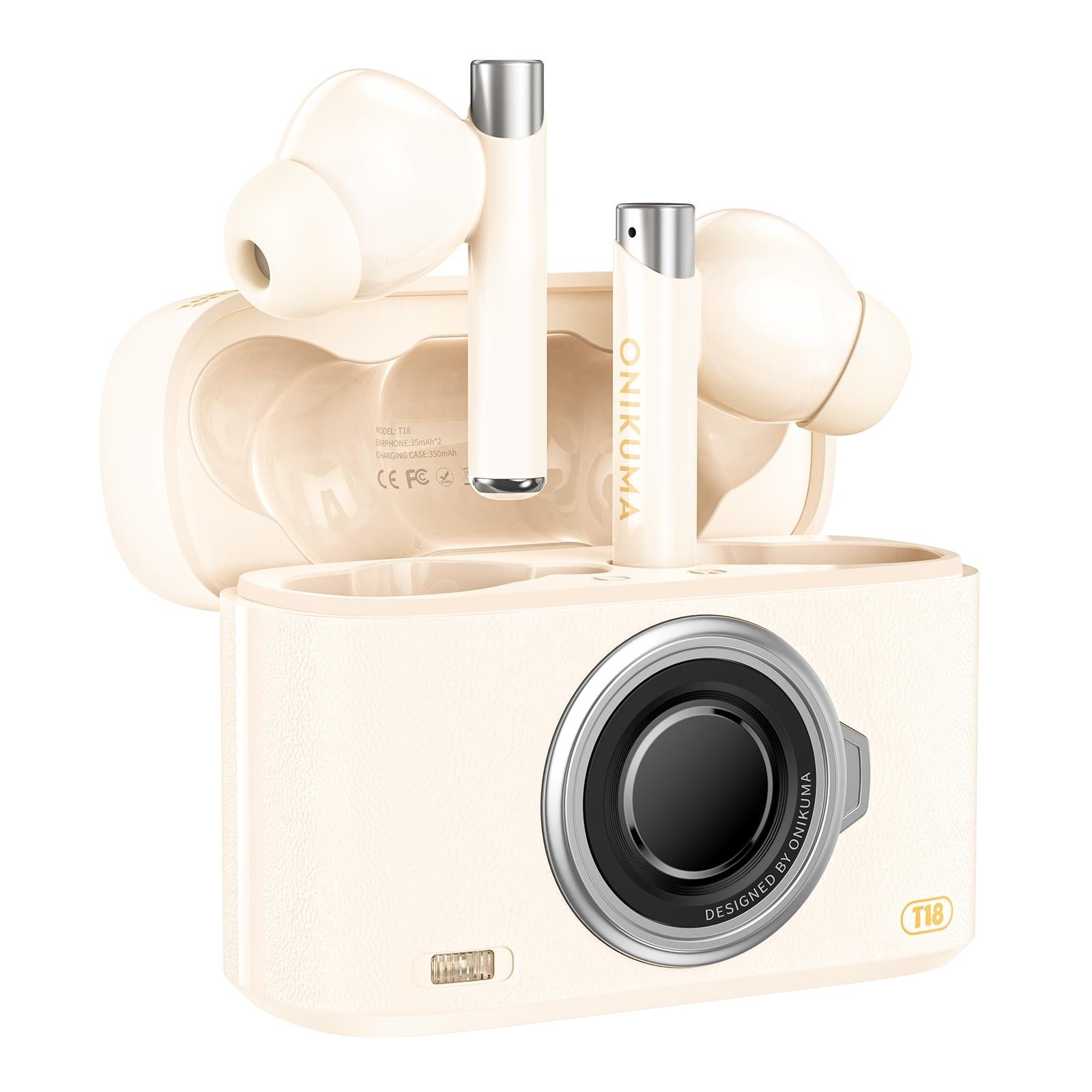Wireless Bluetooth 5.3 Earbuds - T18 - Beige