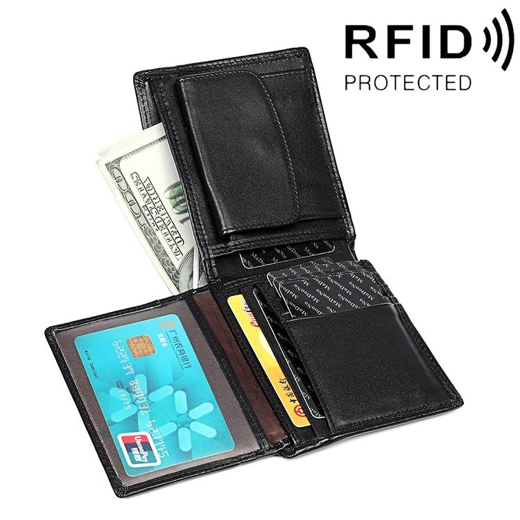 V562-B1510BCC-202508281652-00 Leather Rfid Wallet with Card Slots for Men - Black - Image 1