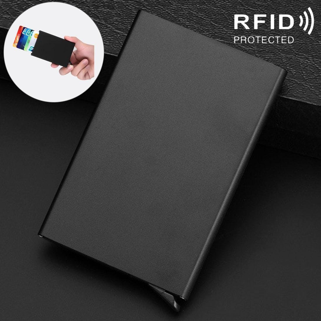V562-B1816CH-202508290840-00 Stainless Steel Pu Business Card Holder Antimagnetic 10X6.2X0.8Cm - Black - Image 1