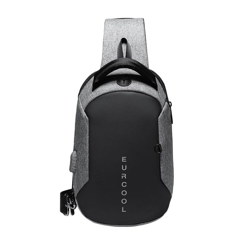 V562-B202273150DBT-202508282254-00 Water Repellent Multi Function Chest Bag With Usb Charging Port Men Crossbody Shoulder Bag - Grey - Image 1