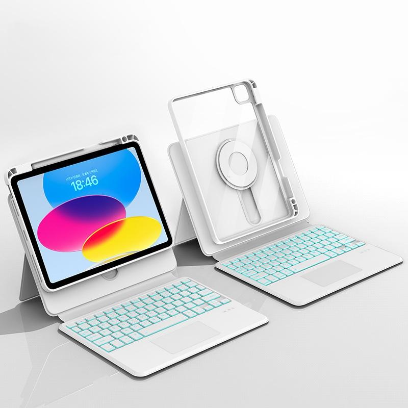 V562-B3081764060DBT-202508290326-00 Universal Rotatable Magnetic Keyboard Case For Ipad 10.5 / 10.2 - Suspended Slide Rail Protection - White - For Ipad 10Th Gen 10.9 - Image 1