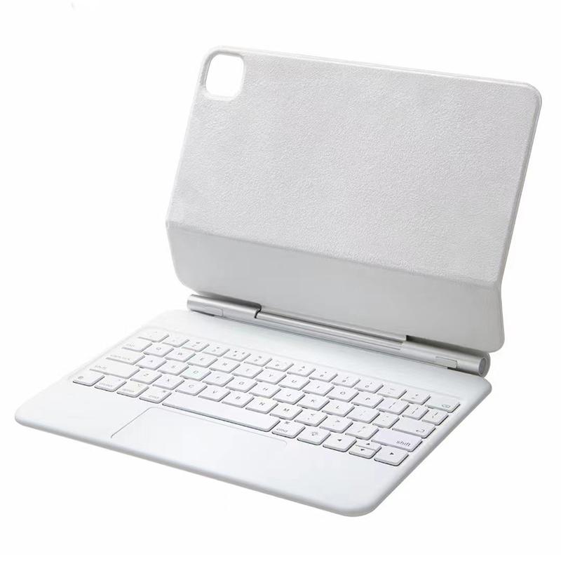V562-B308859300ADE-202508290620-00 Bluetooth Keyboard Leather Case With Touch Pad - Bp129 - White - Image 1