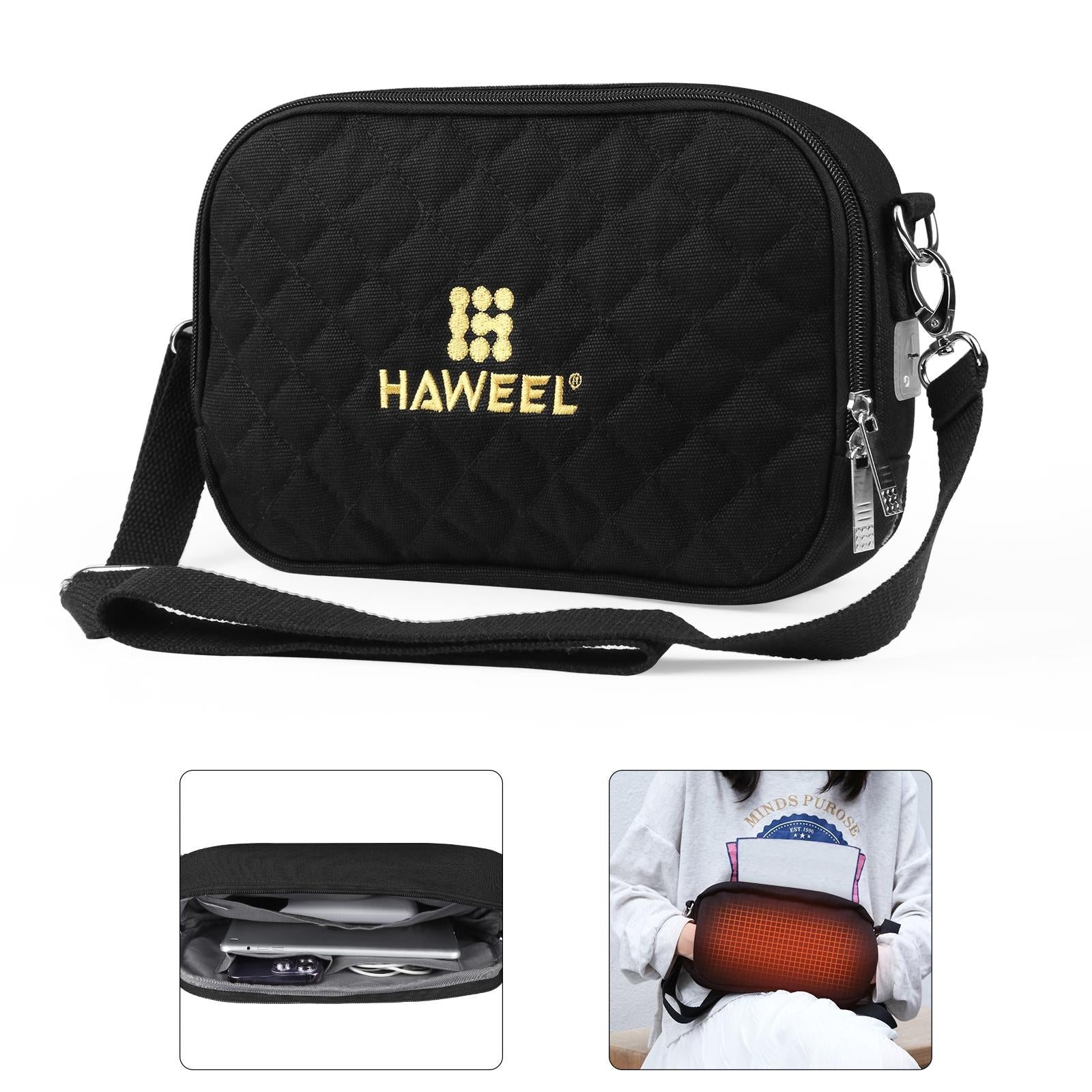 V562-B3312LWH-202508291125-00 Small Messenger Bag With Tablet And Phone Warmer - Black - Image 1
