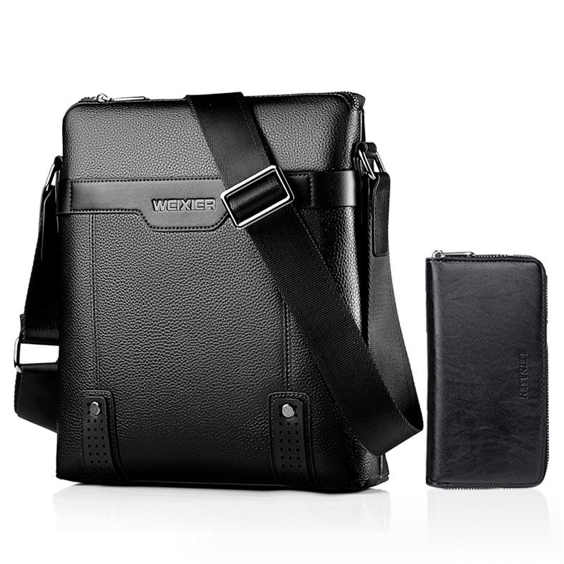 V562-B9163BCC-202508282330-00 2 In 1 Men Pu Leather Shoulder Bag Handbag - Black - Image 1