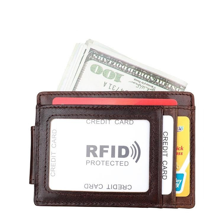 V562-C0165BCC-202508281345-00 Leather Rfid Card Holder Wallet - Crazy Horse - Coffee - Image 1