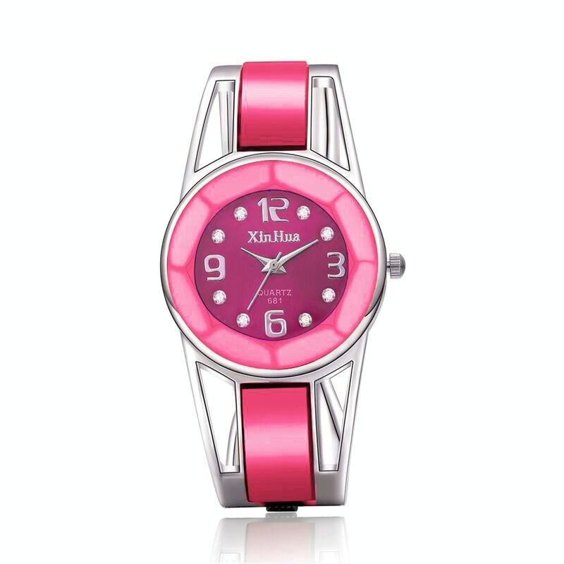V562-C100612250DBT-202508281326-00 Stainless Steel Diamond Bracelet Watch for Women - Hollow Mirror Surface - Pink - Image 1