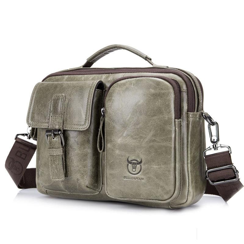 V562-C1009343850DBT-202508290625-00 Retro Leather Men Shoulder Bag - Beige - Image 1