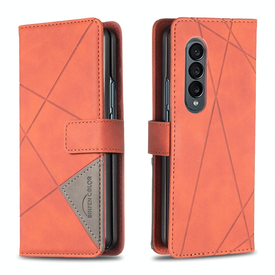 V562-C102165300ADE-202508281121-00 For Samsung Galaxy Z Fold4 5G Magnetic Rhombus Texture Case - Brown - Image 1