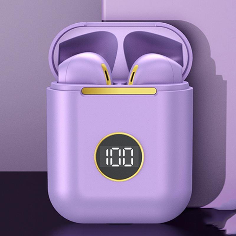 Wireless Sport Bluetooth Headphones with Led Display and Noise Reduction - Purple