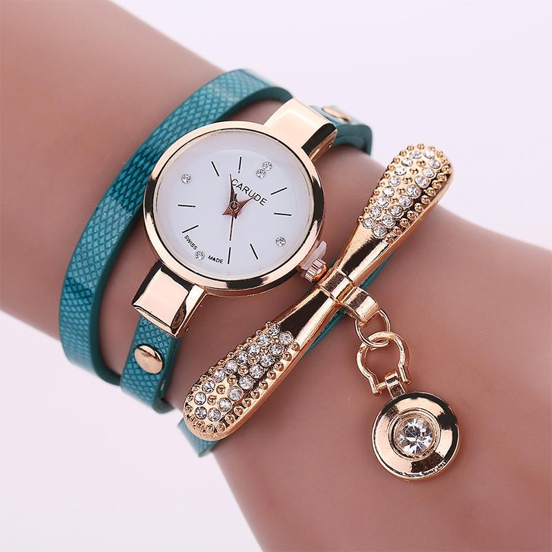 V562-C105841250DBT-202508282020-00 Stylish Leather Band Watch for Women - Casual Design - Blue - Image 1