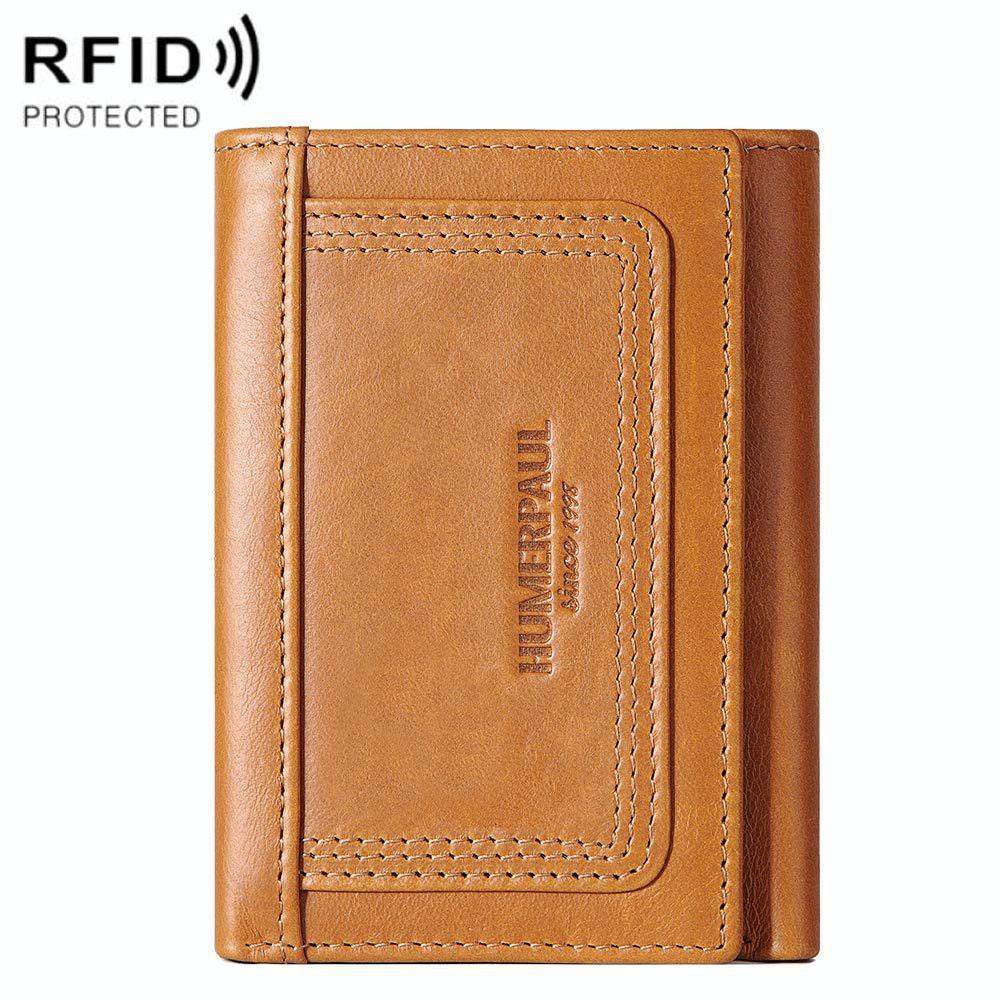 V562-C1071662060DBT-202508281141-00 Rfid-blocking Leather Men Wallet with Multi-card Slots and Zipper Coin Pocket - Brown - Image 1