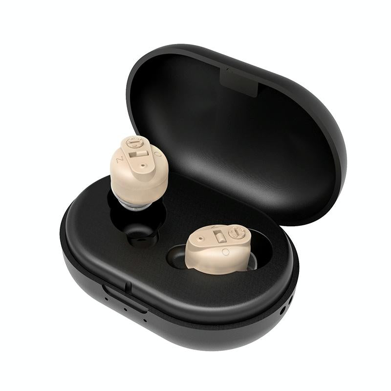 Portable Voice Amplifier For Seniors Black - Skin Colour Double Machine + Black Charging Bin