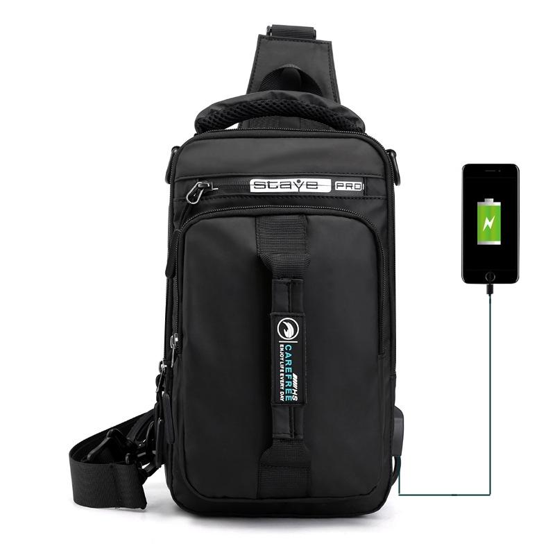 V562-C1096691750DBT-202508282311-00 Men Multifunctional Chest Bag Usb Charging Port Single / Double Shoulder - Black - Image 1