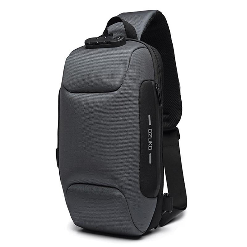 Waterproof Anti Theft Chest Bag Usb Charging Port Large Size - Dark Gray