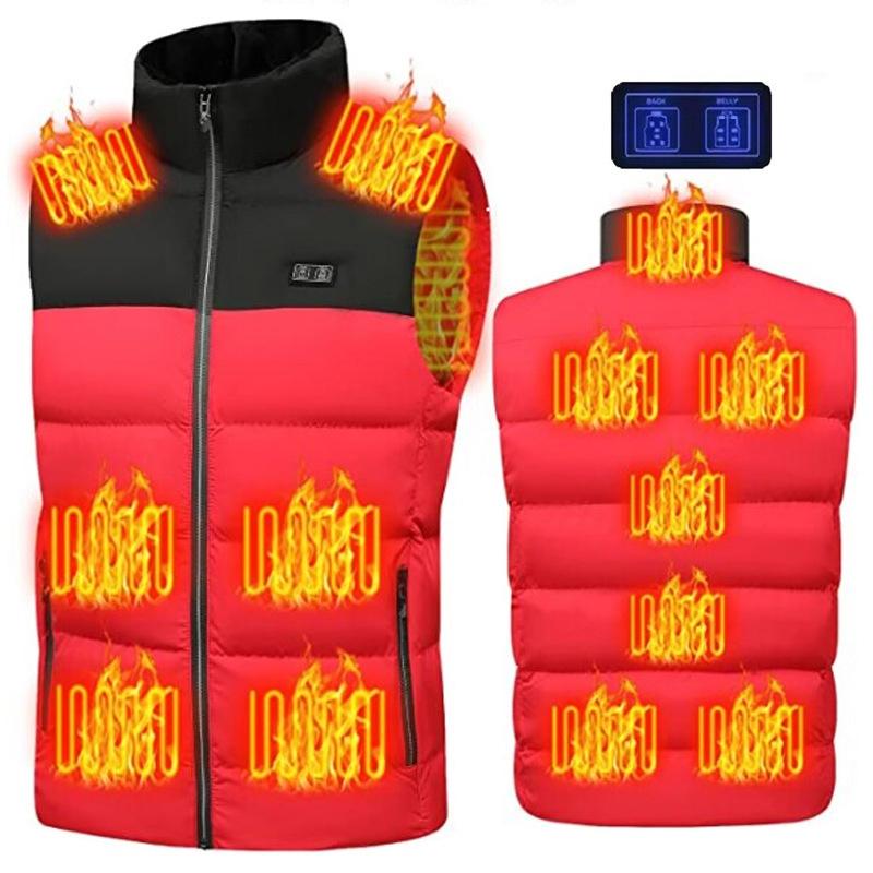 Winter Smart Dual-Control 13-Zone Charging Heating Vest - Red - Xxxl